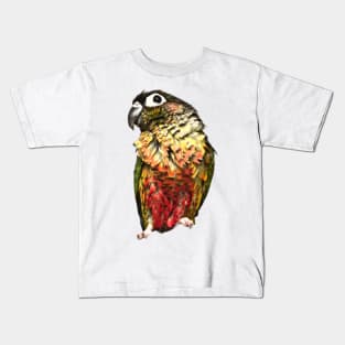 Green Cheek Conure Parrot Bird design, Love for birds Kids T-Shirt